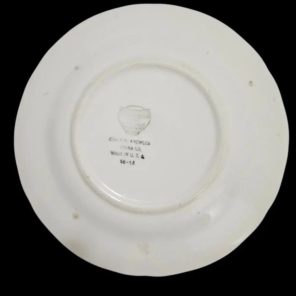 Edwin M Knowles Vitreous Floral Teacup & Saucer Set Made in USA Vintage